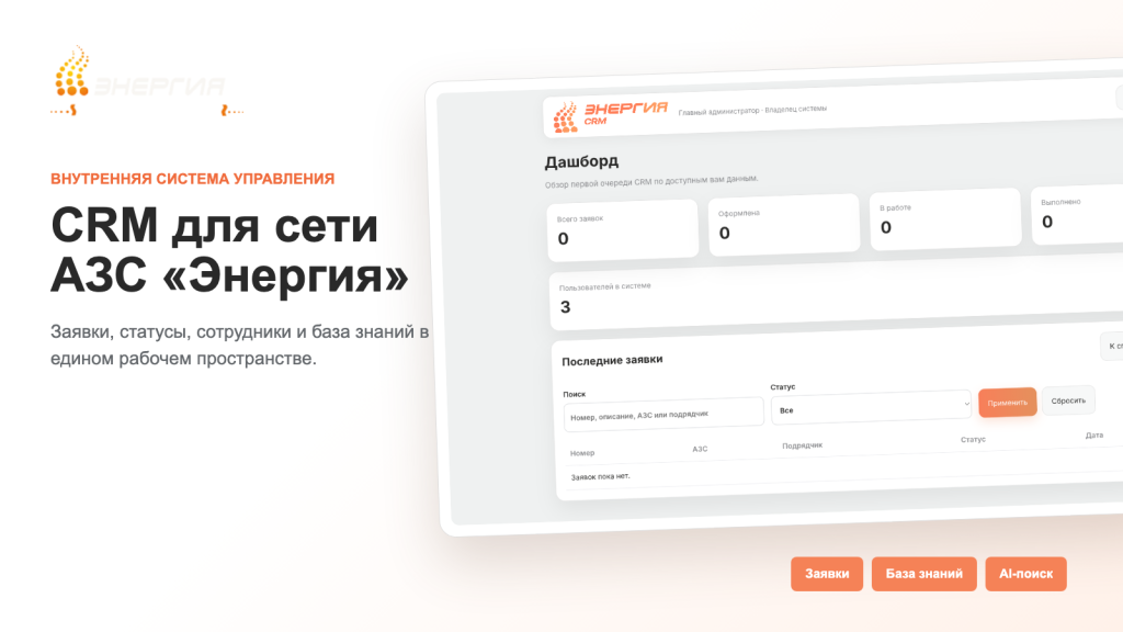 CRM для сети АЗС «Энергия»